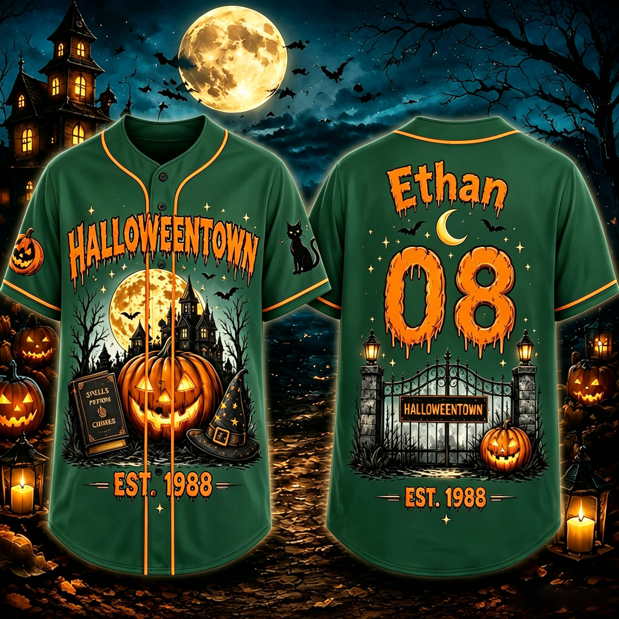 Personalized Halloween Button Up Baseball Jersey For Kid & Adult | CWHalloween98
