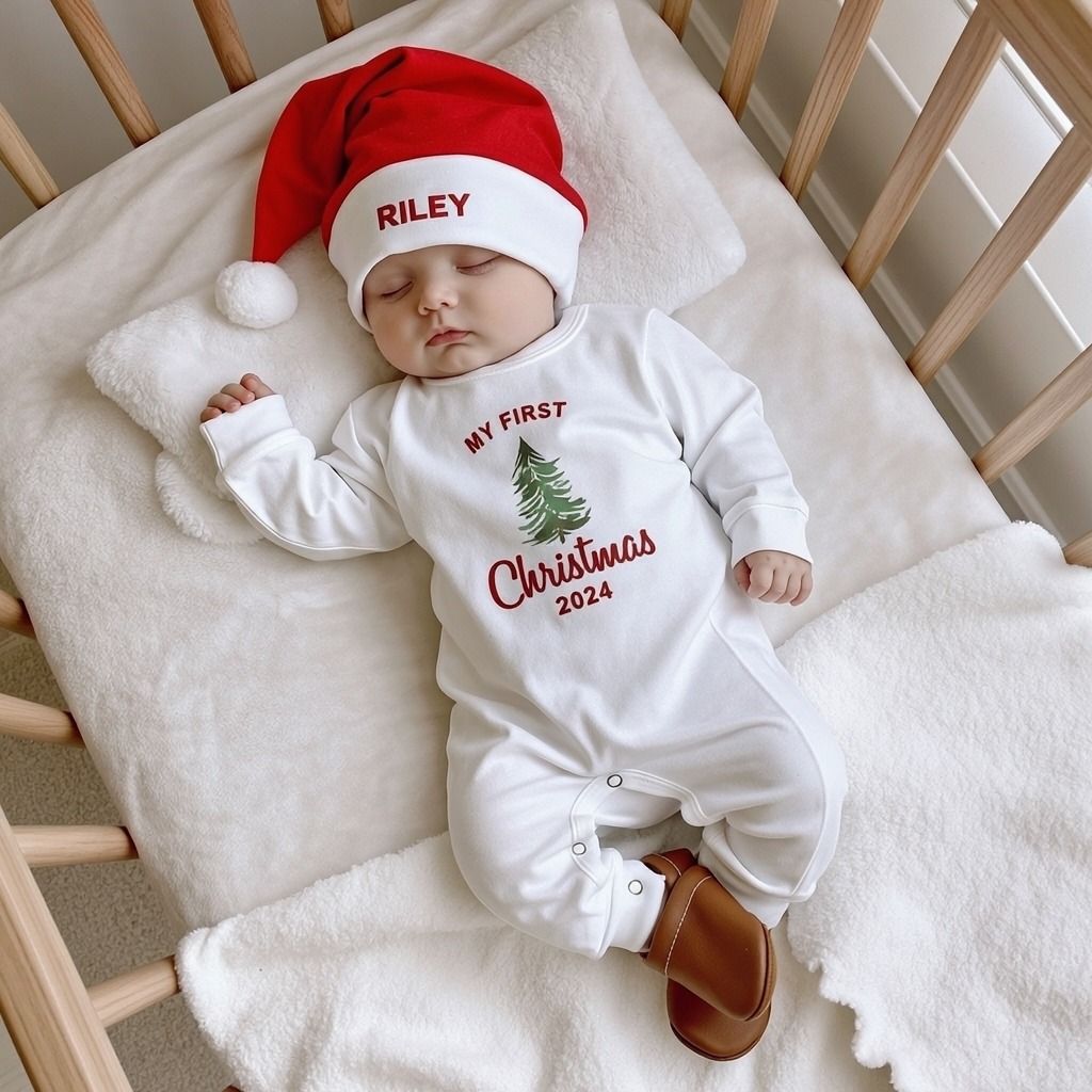 Personalized Baby 1st Christmas Romper and Hat Set | MCGift87