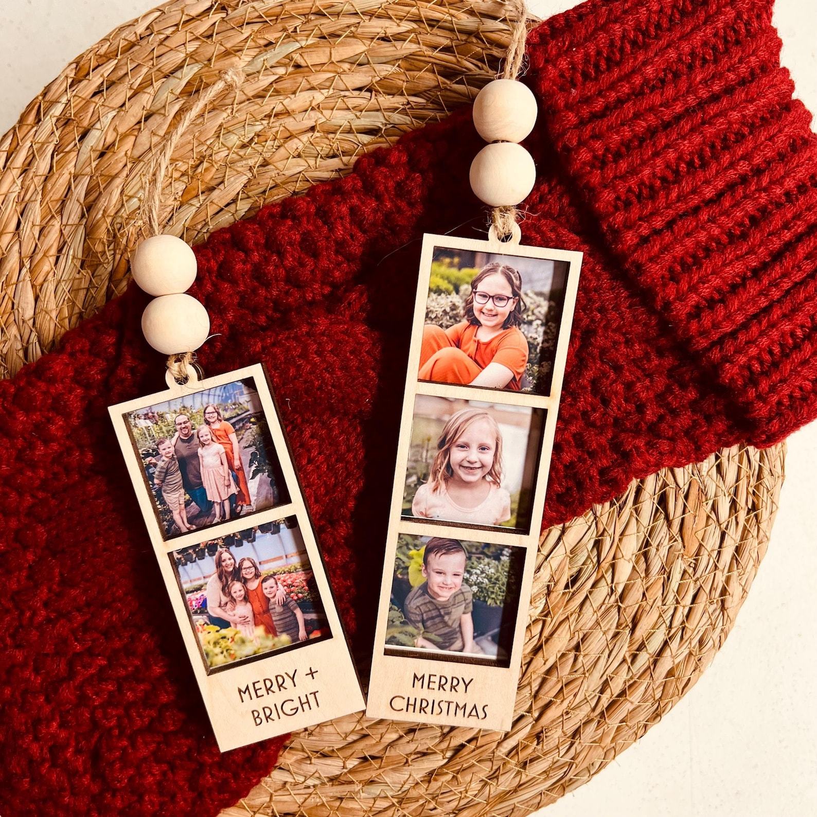 Personalized Wooden Christmas Photo Strip Ornaments | MCGift75