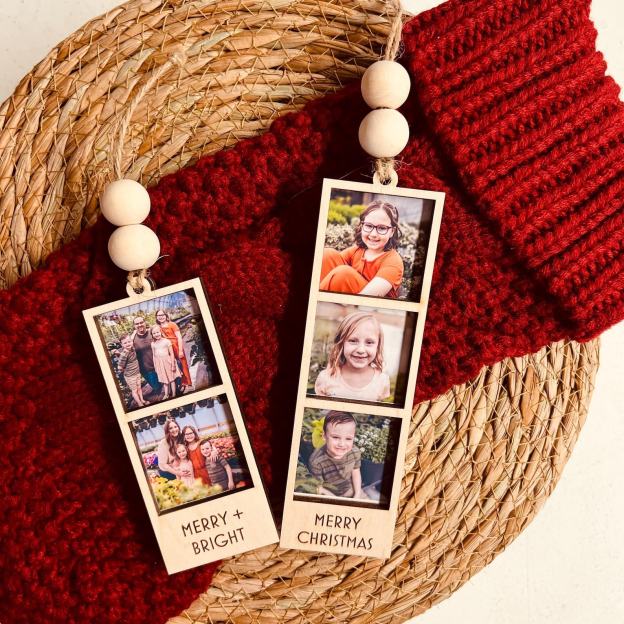 Personalized Wooden Christmas Photo Strip Ornaments | MCGift75