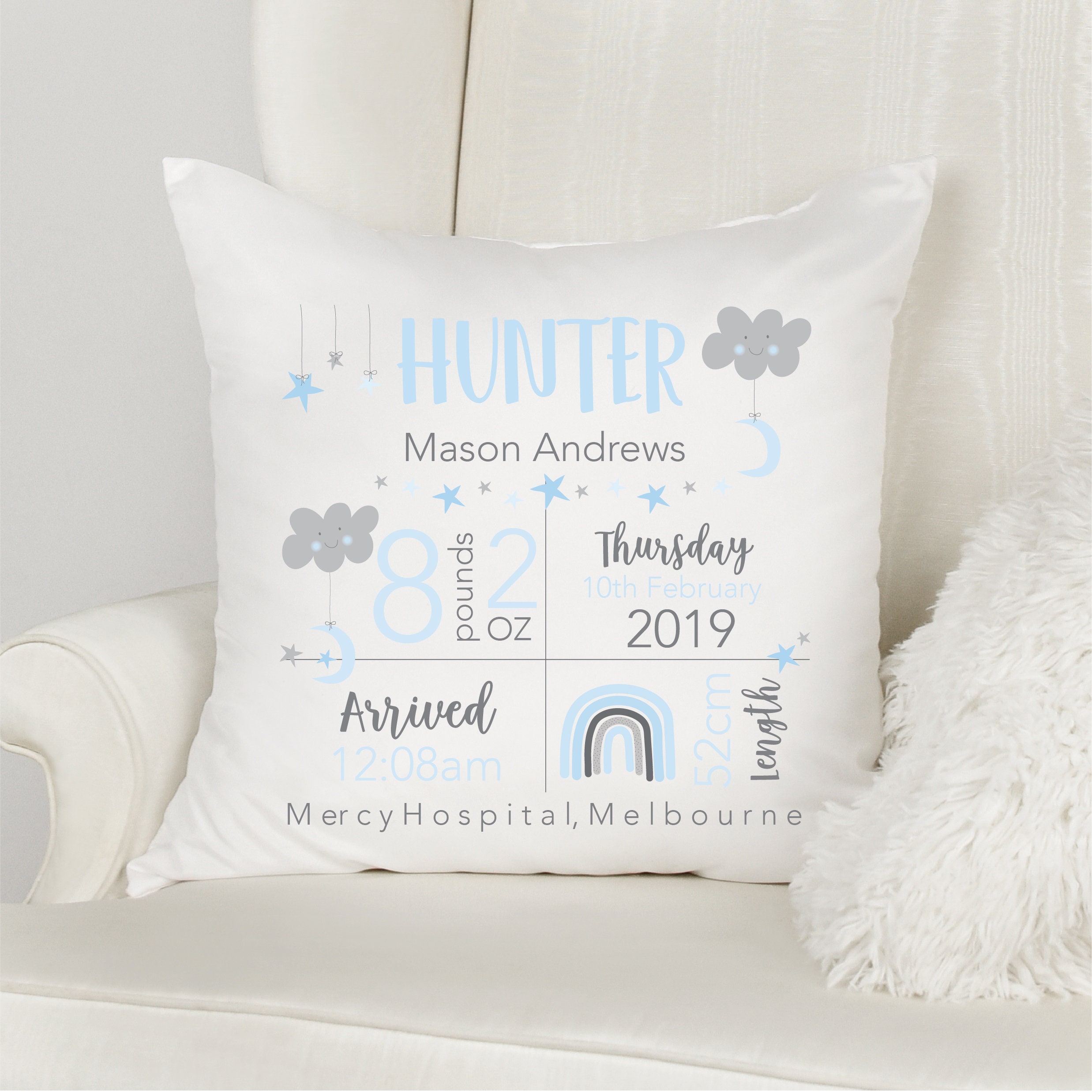 Personalised Lovely Birth Announcement Cushion | CWBaby96