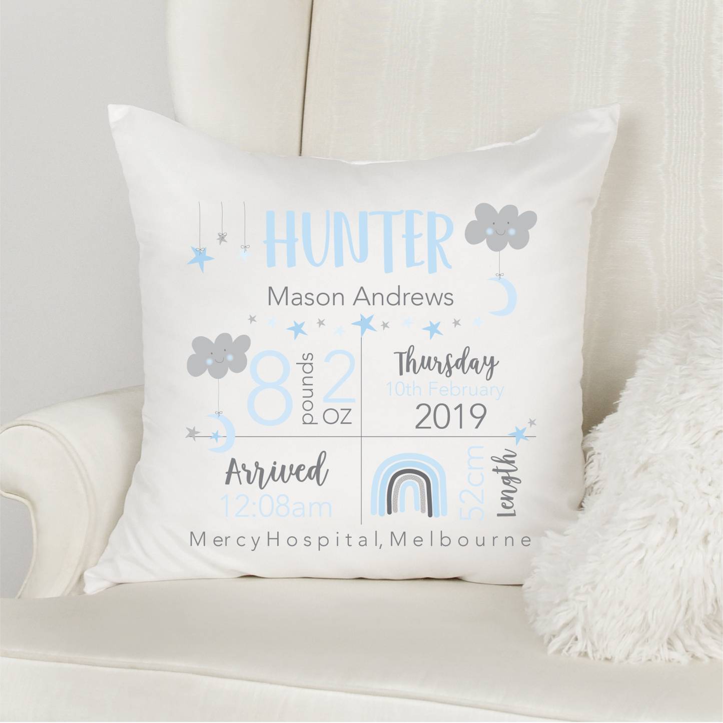 Personalised Lovely Birth Announcement Cushion | CWBaby96
