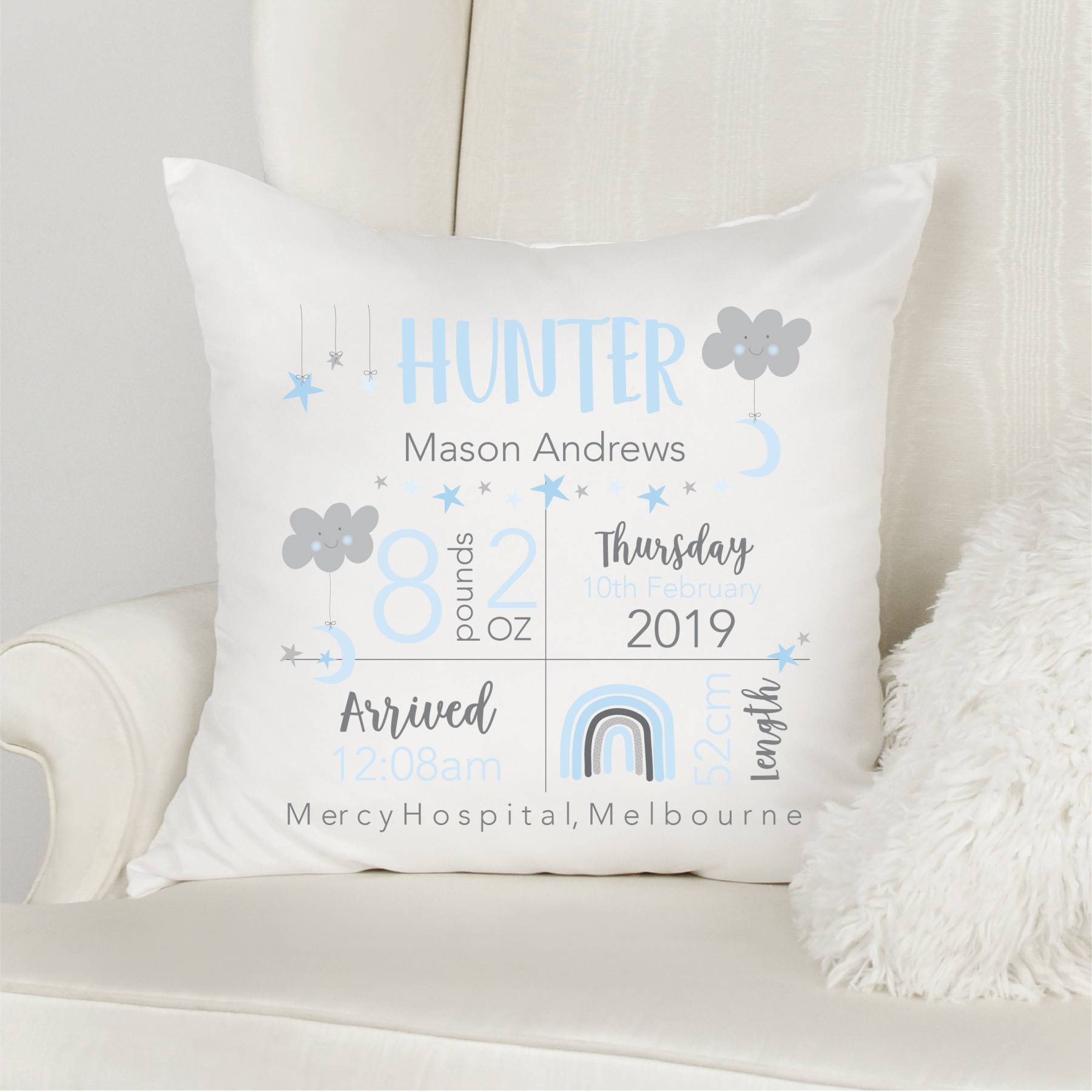 Personalised Lovely Birth Announcement Cushion | CWBaby96