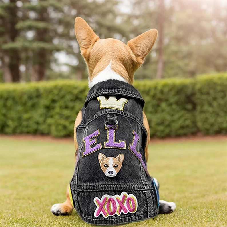 Personalized Hand Patch Pets Denim Jacket for Comfort and Unique | BKPet26