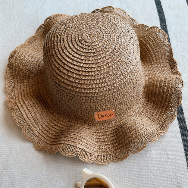 Personalized Summer Leather Patch Straw Hat for Comfort & Unique | CWBeach35
