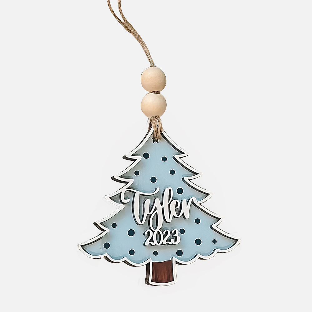 Personalized Colorful Christmas Tree Wood Ornament | MCGift69