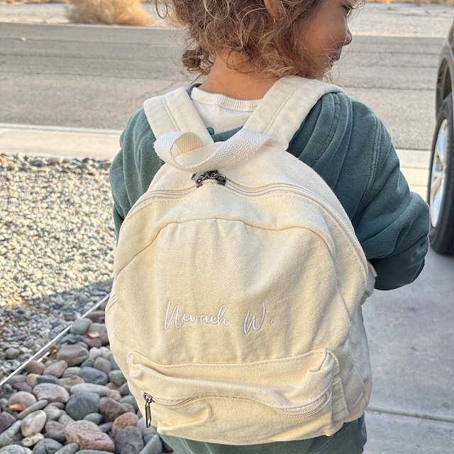 Personalized Embroidery Kid Canvas Backpack