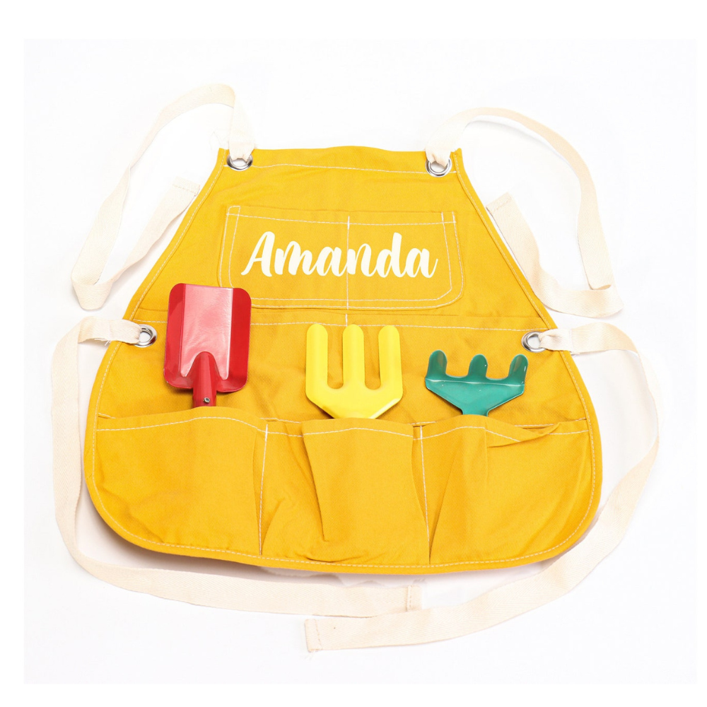 Personalized Color Cotton Apron with Garden Toy Set | Apron07