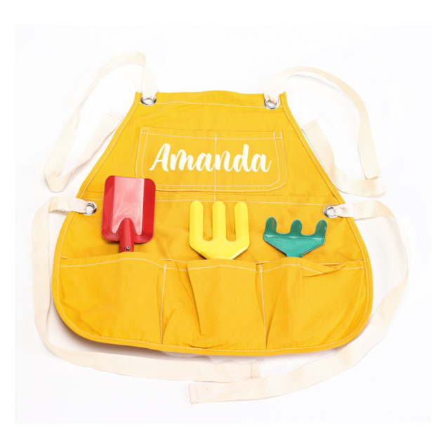 Personalized Color Cotton Apron with Garden Toy Set | Apron07