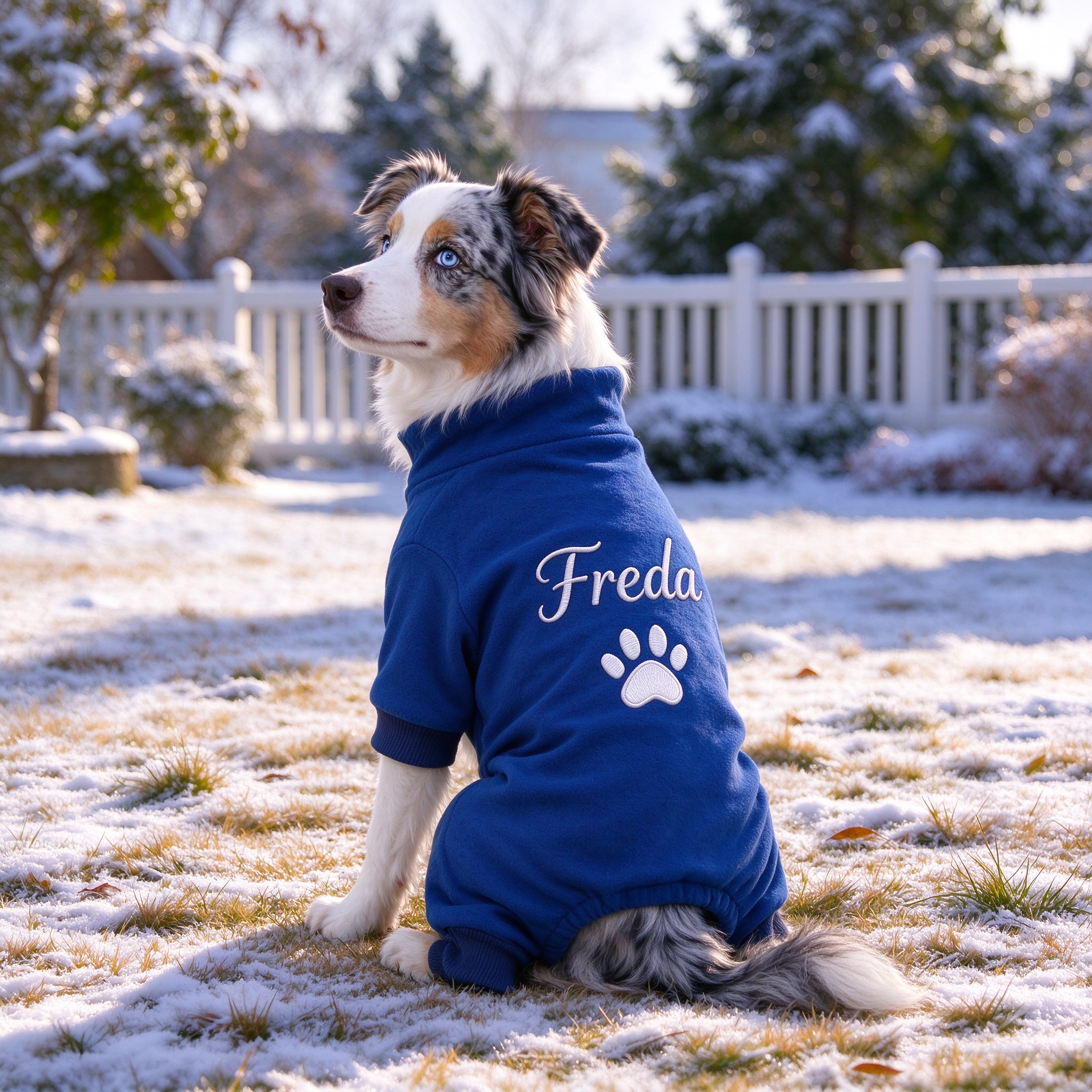 Personalized Hand Embroidery Pets Winter Warm Four-Legged Jumpsuit | BKPet610
