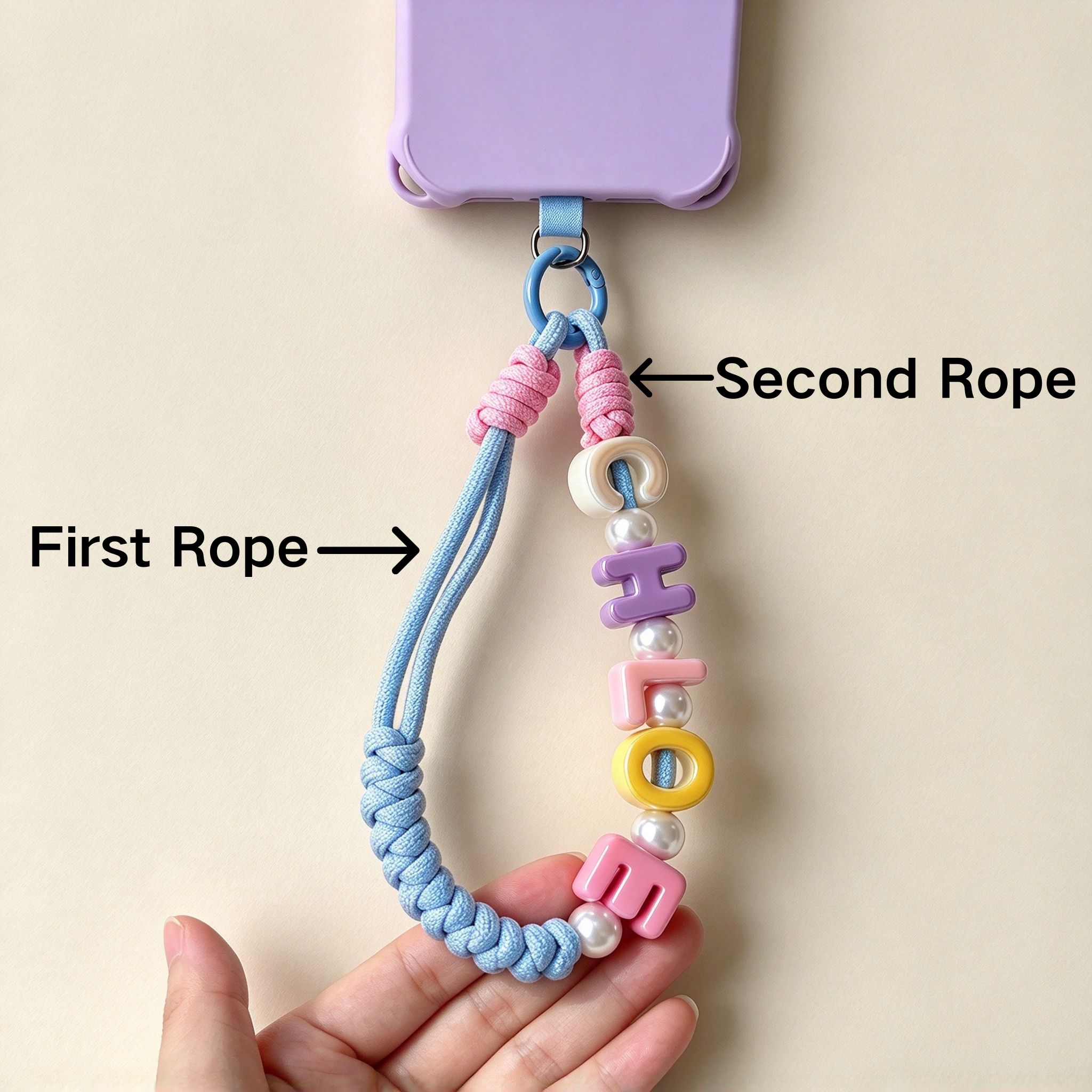 Personalized Colorful Name Letter Phone Charms With Lanyard Wristlet | CWGift112
