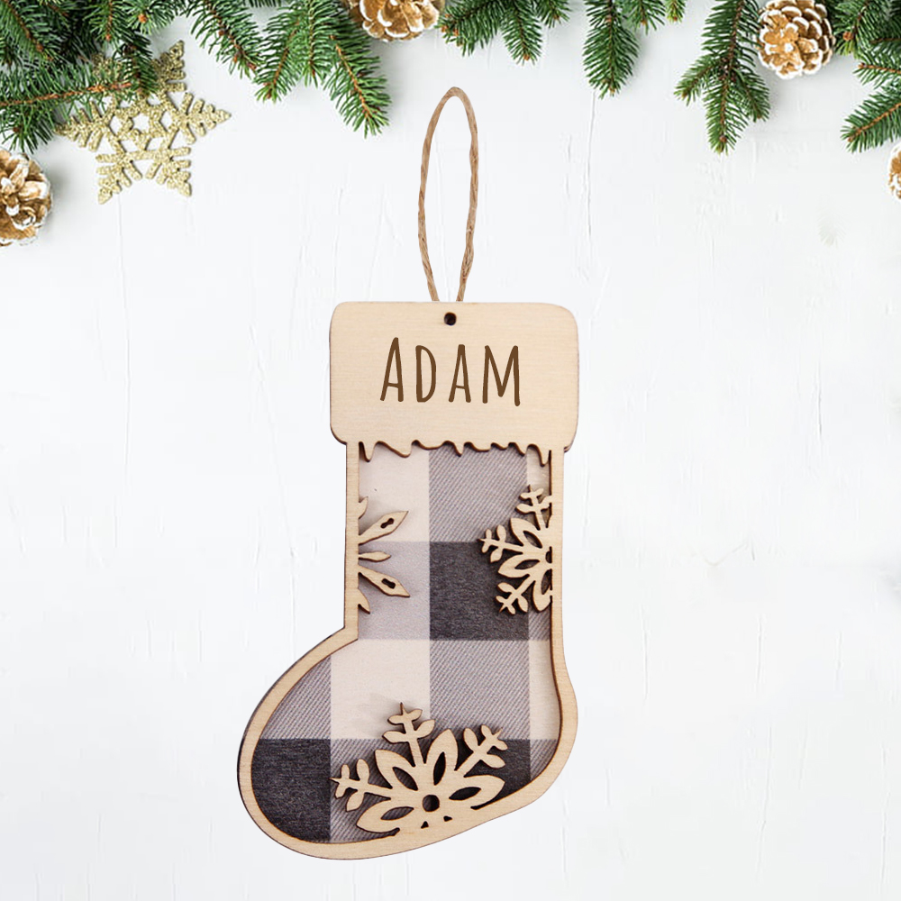 Personalized Wooden Christmas Stocking Ornaments | MCGift44