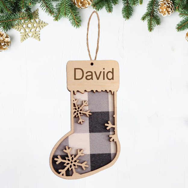 Personalized Wooden Christmas Stocking Ornaments | MCGift44