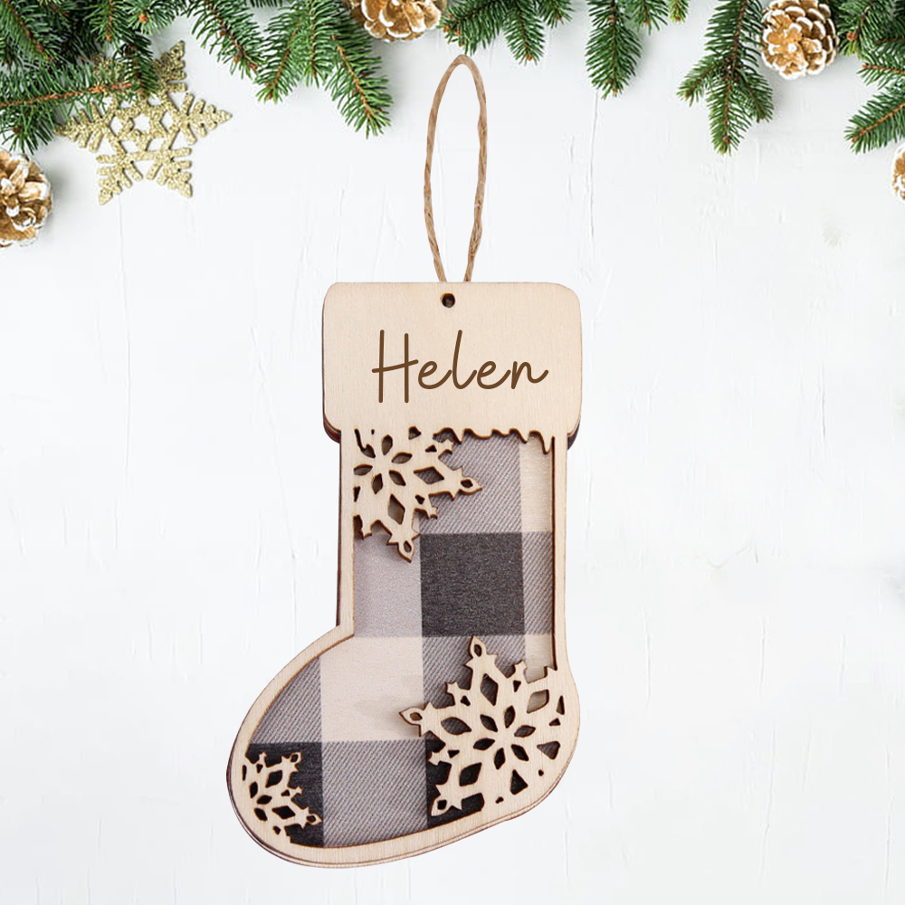 Personalized Wooden Christmas Stocking Ornaments | MCGift44