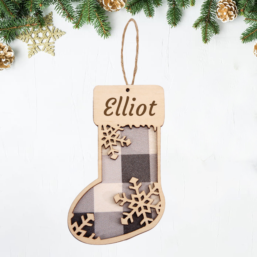 Personalized Wooden Christmas Stocking Ornaments | MCGift44