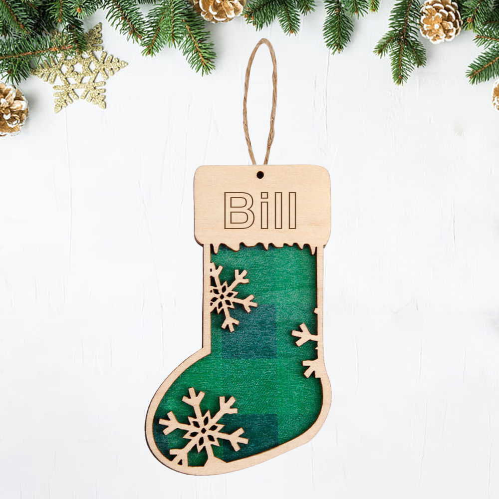 Personalized Wooden Christmas Stocking Ornaments | MCGift44