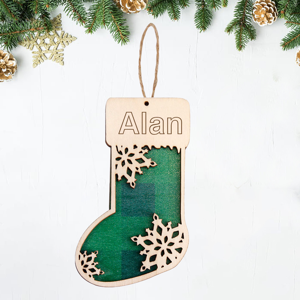 Personalized Wooden Christmas Stocking Ornaments | MCGift44