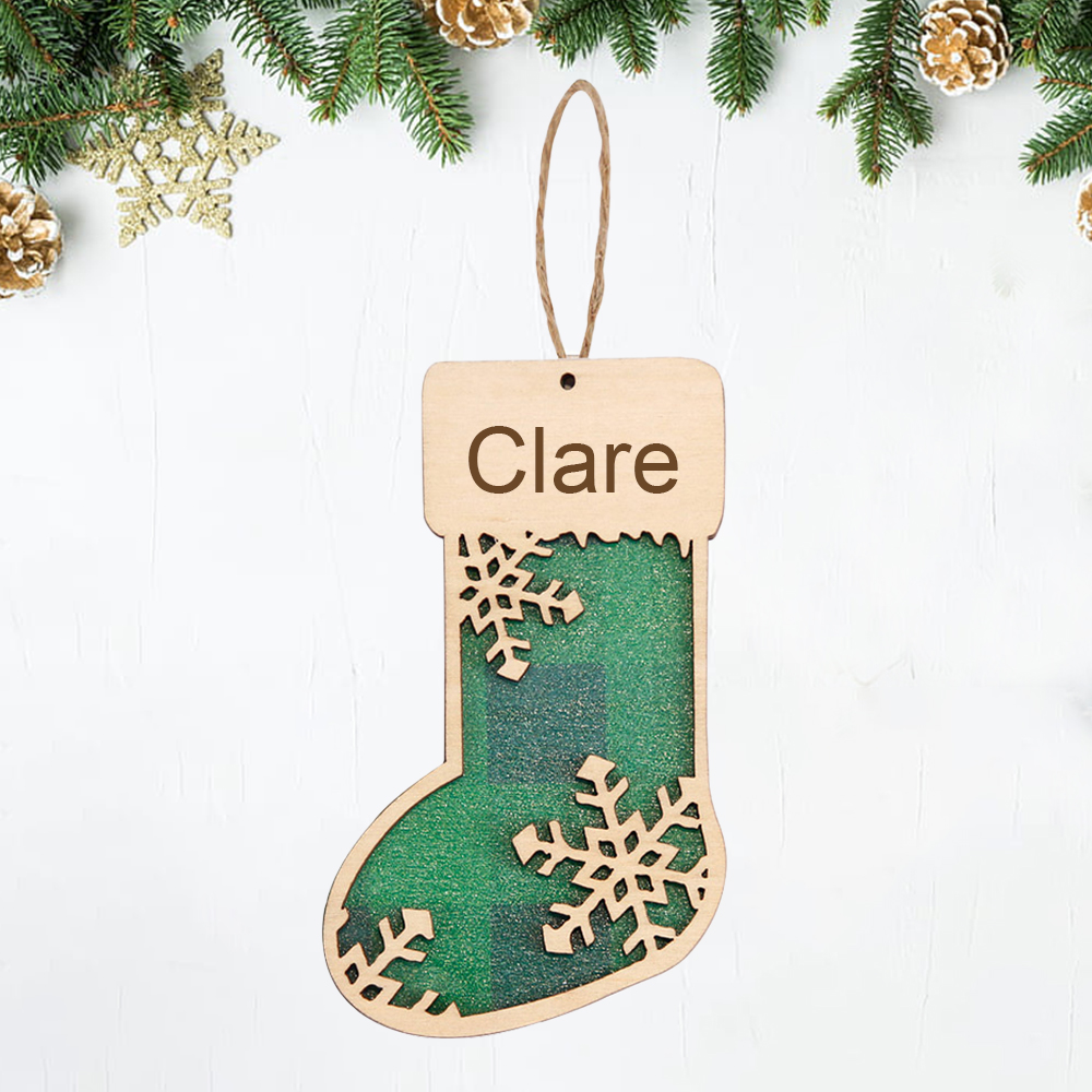 Personalized Wooden Christmas Stocking Ornaments | MCGift44