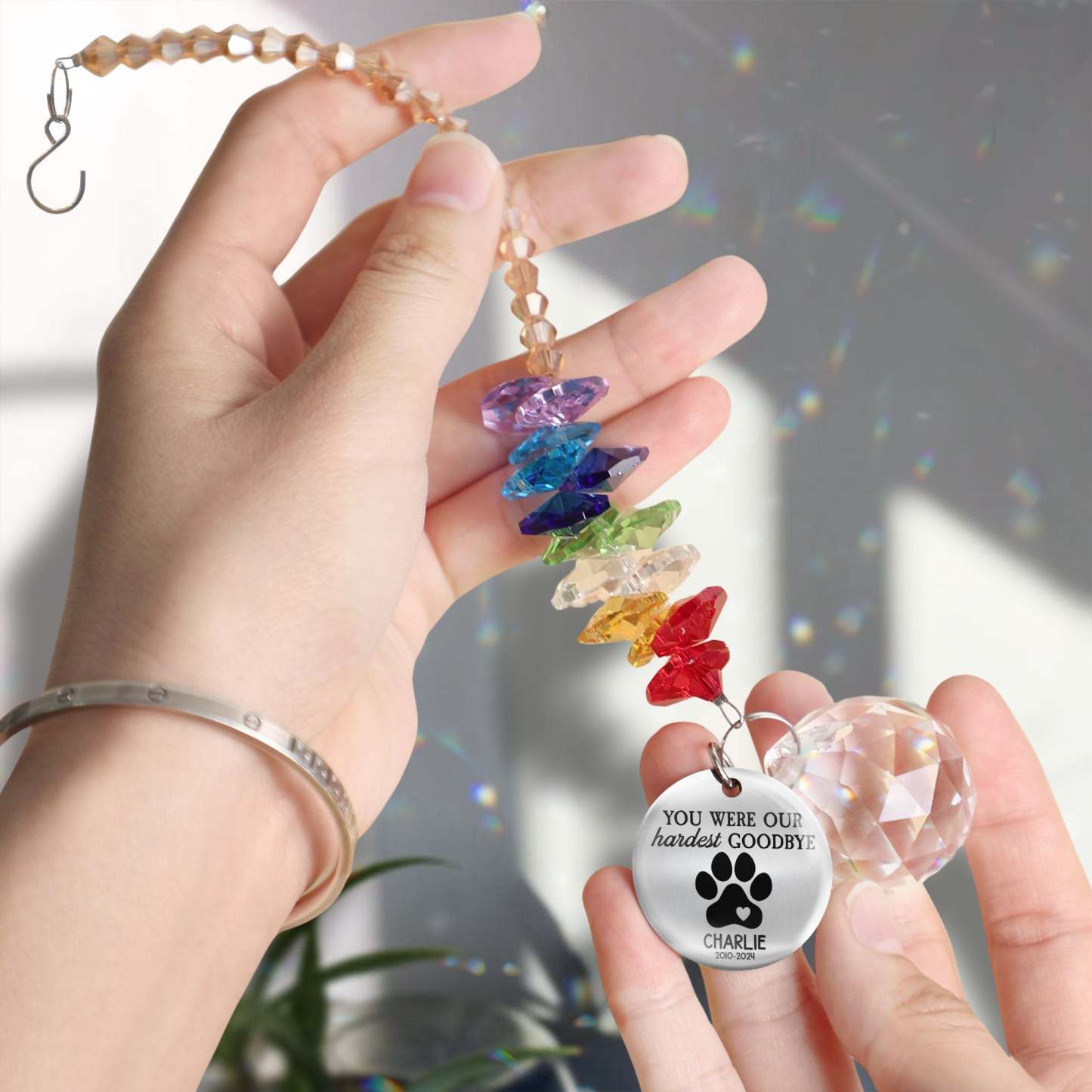 Personalized Pet Memorial Suncatcher Hanging Crystal | BKPet176