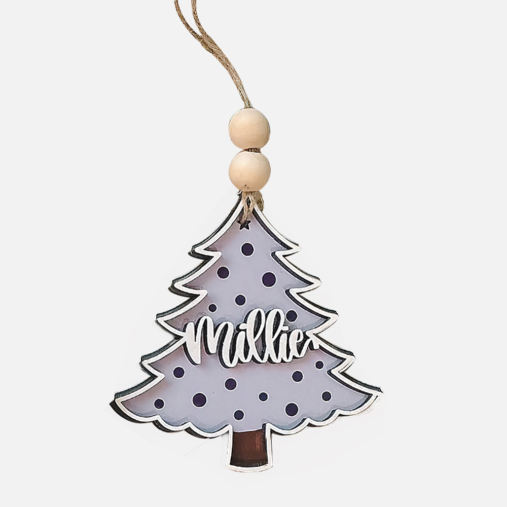 Personalized Colorful Christmas Tree Wood Ornament | MCGift69