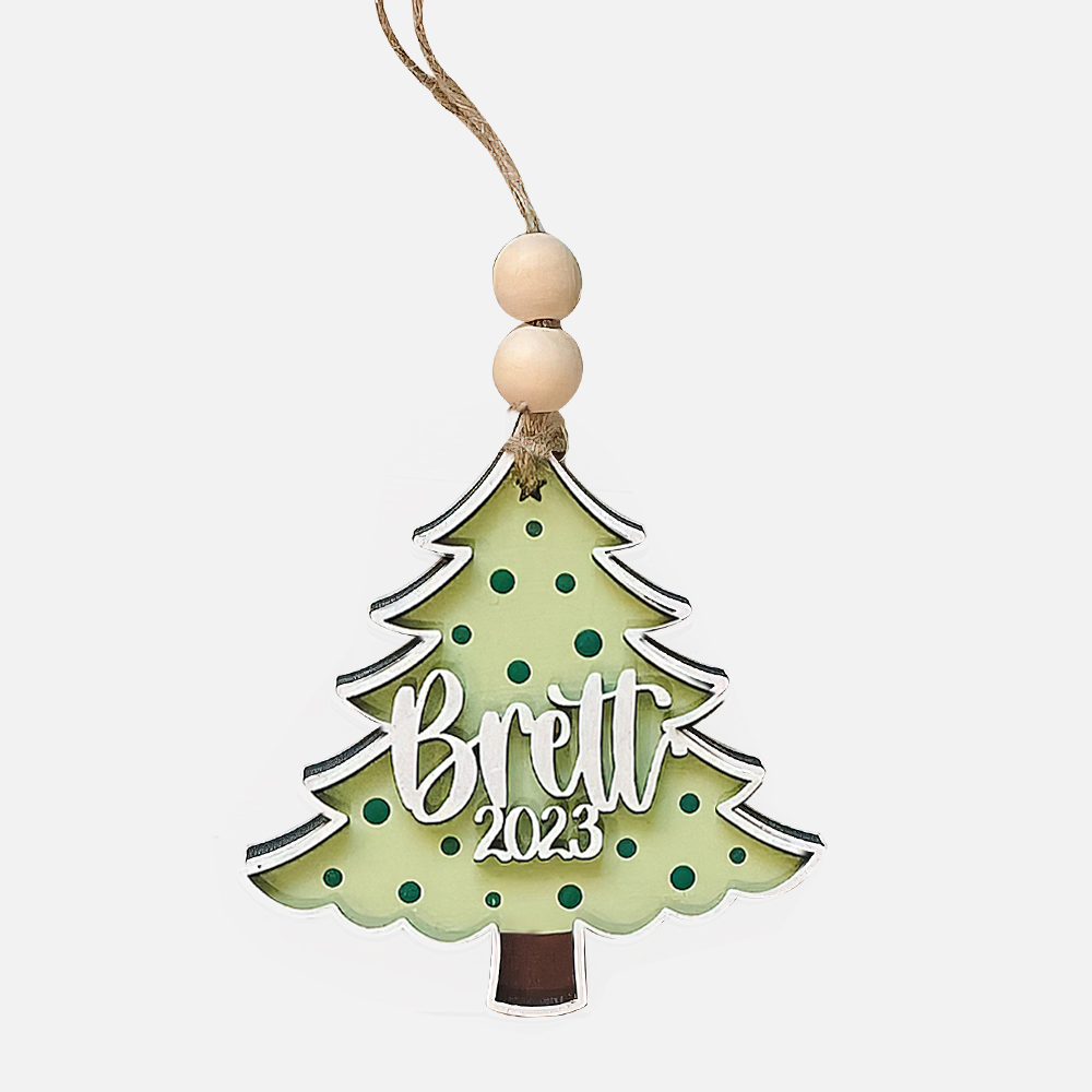 Personalized Colorful Christmas Tree Wood Ornament | MCGift69