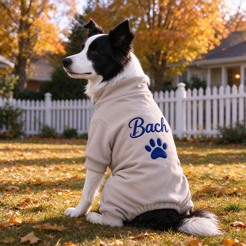 Personalized Hand Embroidery Pets Winter Warm Four-Legged Jumpsuit | BKPet610