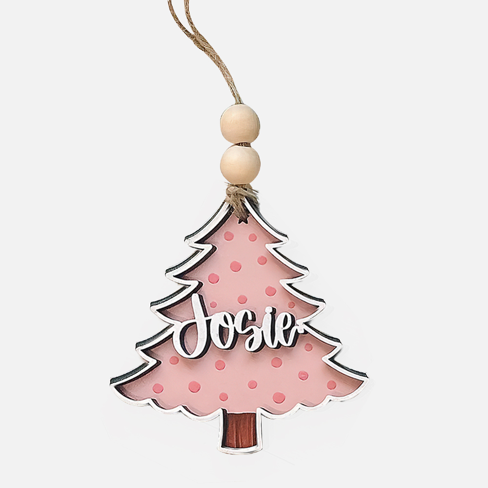 Personalized Colorful Christmas Tree Wood Ornament | MCGift69