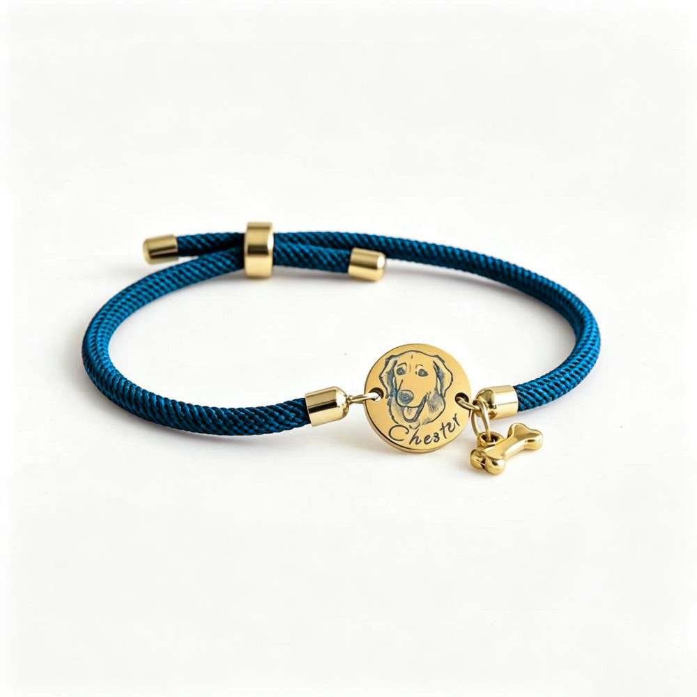 Personalized Gold Plated Pet Portrait Adjustable Bracelet | MNMemo25