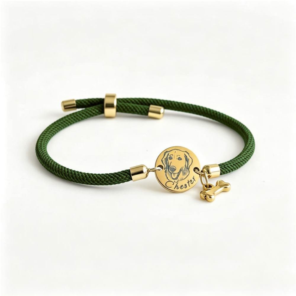 Personalized Gold Plated Pet Portrait Adjustable Bracelet | MNMemo25