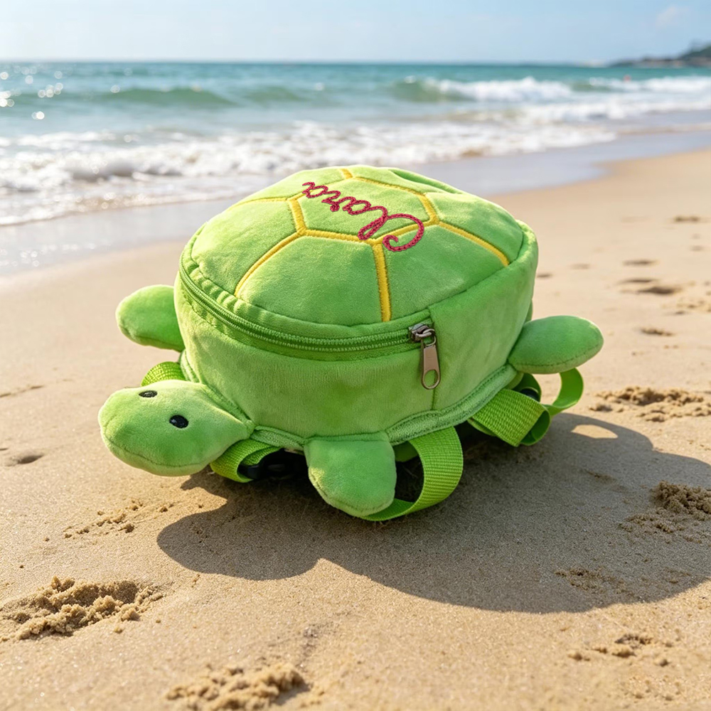 Personalized Embroidered Turtle Shape Pet Backpack Harness with Storage Zipper Bag | MNAccs115
