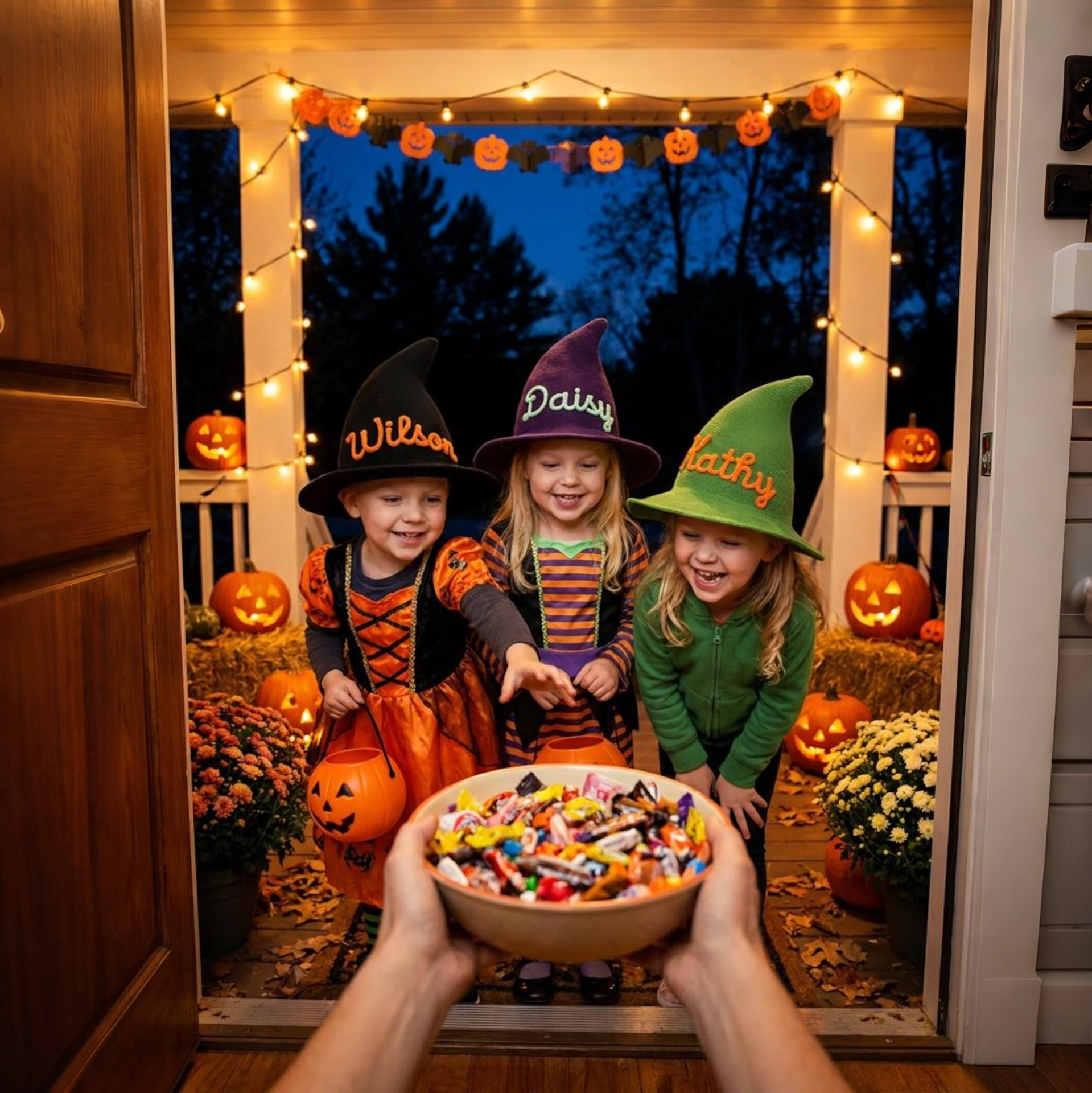 Personalized Embroidery Halloween Witch Hat For Kids & Aldult| MNHalloween01