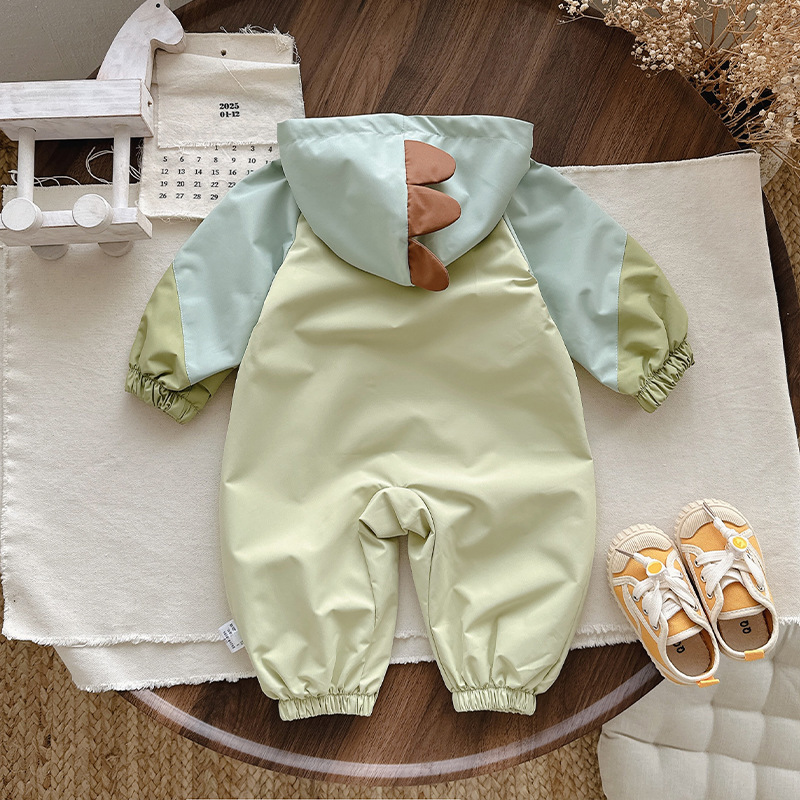 Personalized Baby Autumn Windproof Dinosaur Romper | CWBaby333