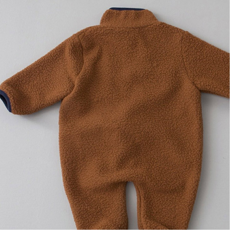 Personalized Leather Patch Baby Soft Sherpa Jumpsuit | CWBaby290