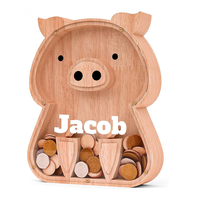 Personalized Kids Wooden Piggy Bank | CWToy66