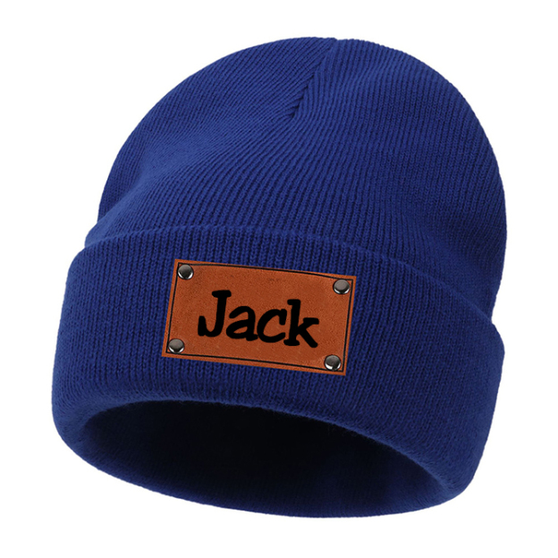 Personalized Leather Patch Kid & Adult Color Beanies for Comfort & Unique | HSKid23