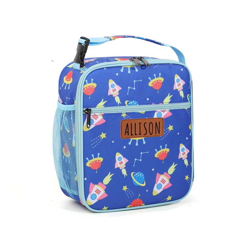 Personalized Leather Patch Kids Cute Lunch Bag