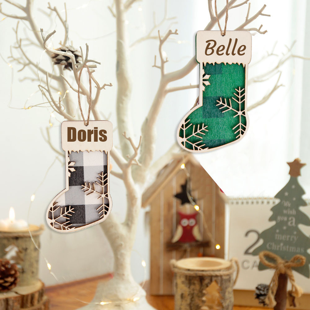 Personalized Wooden Christmas Stocking Ornaments | MCGift44