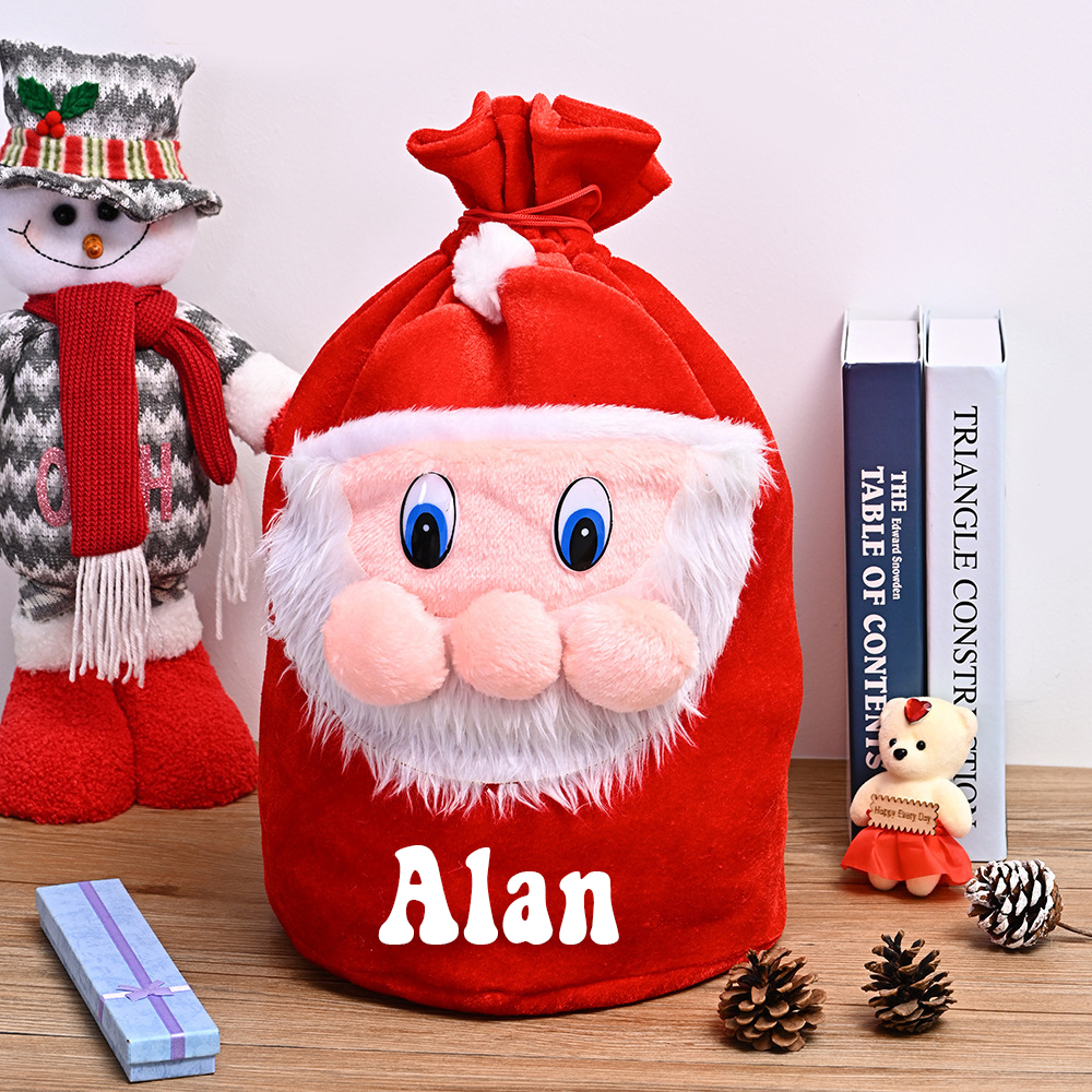 Personalized Christmas Santa Claus Velvet Gift Bag  | MCGift105