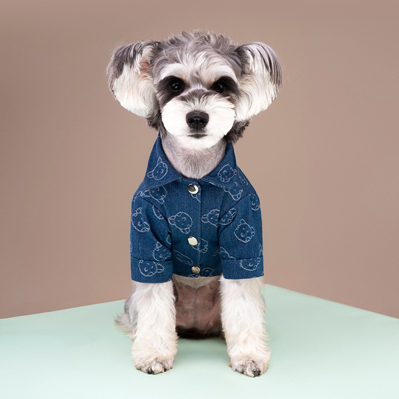 Personalized Leather Patch Pets Cute Pattern Denim Jacket | BKPet55