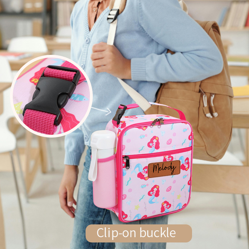 Personalized Leather Patch Kids Cute Lunch Bag