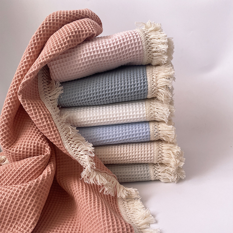 Personalized Embroidered Waffle Tassel Blanket for Comfort & Unique| CWBaby47