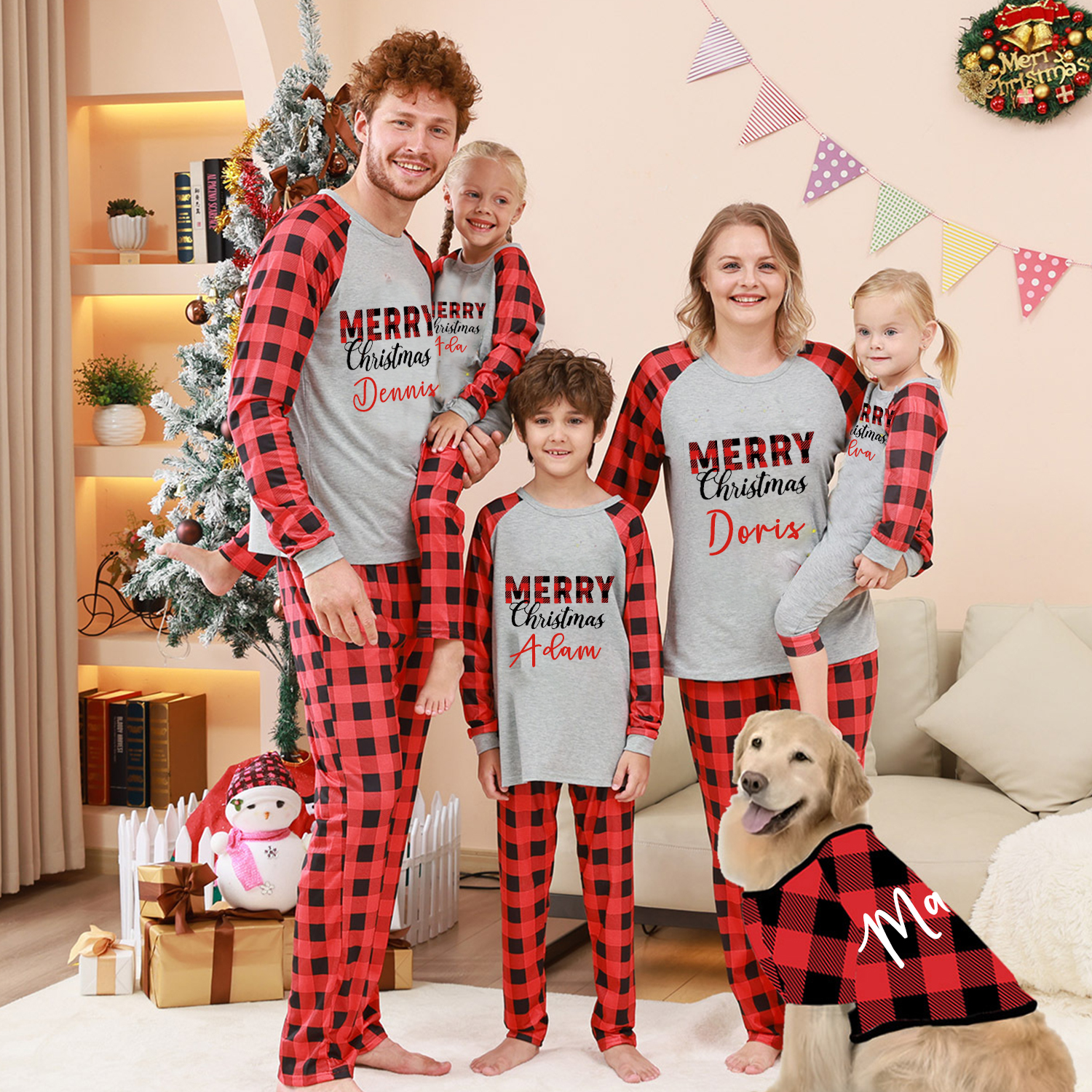 Personalized Matching Family Christmas Pajamas Set | CWFamily07