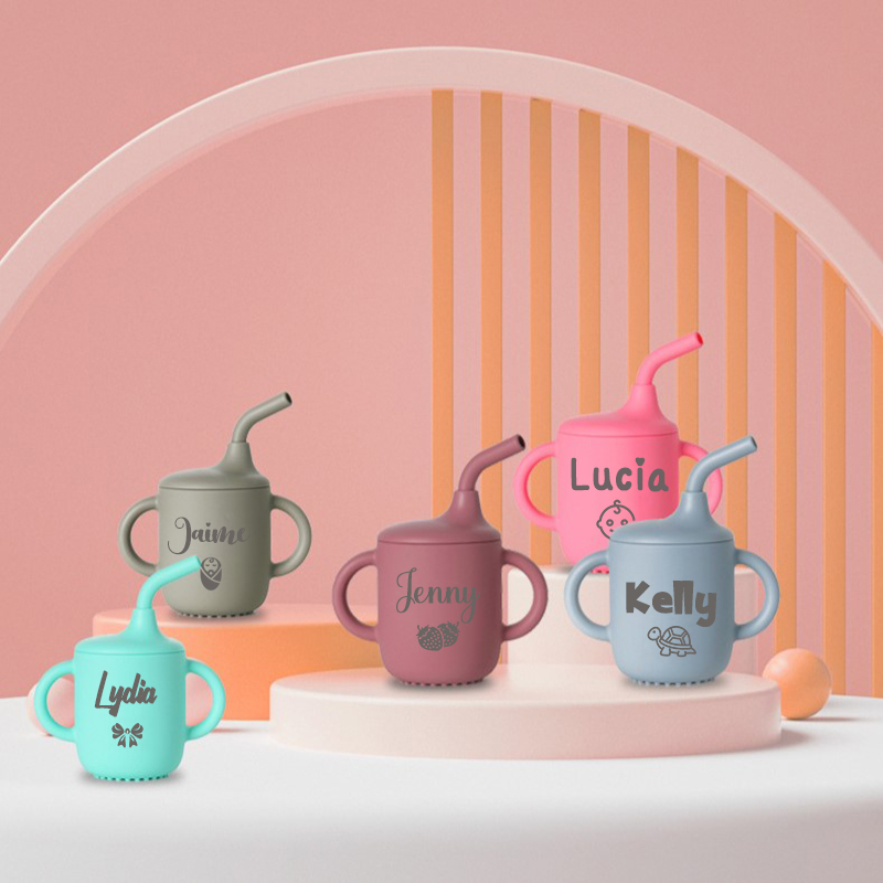 Personalised Baby Food Grade Sippy Silicone Cup  | CWBaby5301
