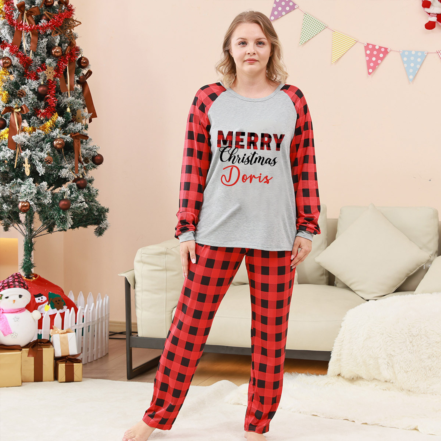 Personalized Matching Family Christmas Pajamas Set | CWFamily07