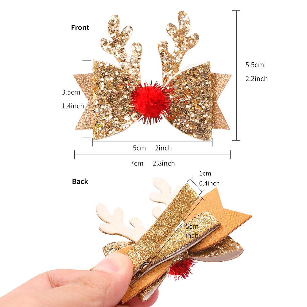 Personalized Christmas Glitter Reindeer Hairpin | MCGift223