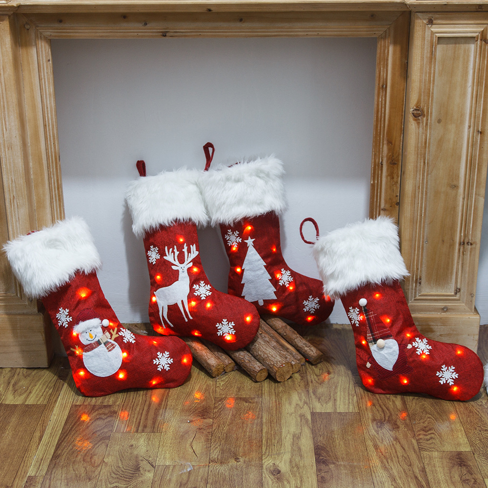 Personalized Embroidered Christmas Stocking with Lights | MCGift13
