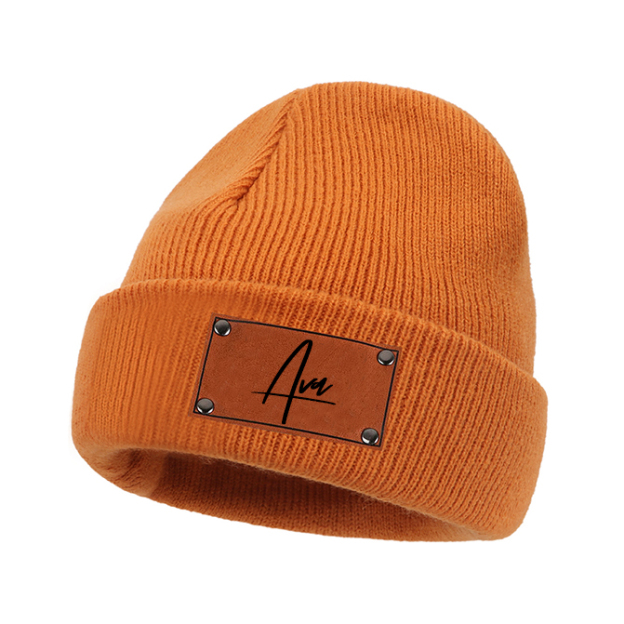 Personalized Leather Patch Kid & Adult Color Beanies for Comfort & Unique | HSKid23