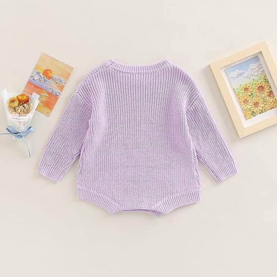 Personalized embroidered Name Baby Sweater Romper | CWBaby278