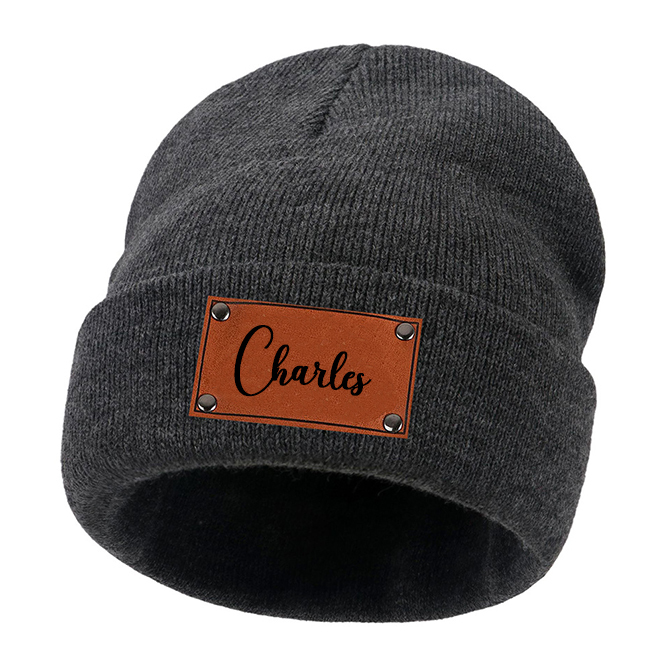 Personalized Leather Patch Kid & Adult Color Beanies for Comfort & Unique | HSKid23