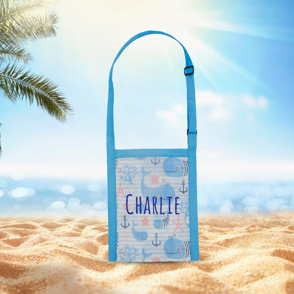 Personalized Seashell Mesh Adjustable Beach Bag | CWBeach168